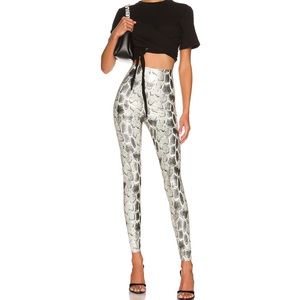 Faux Leather Animal Legging in Fog Python